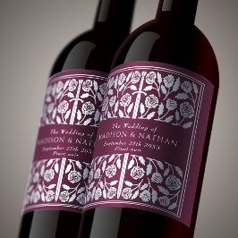Etiqueta Para Botella De Vino Espada Real Medieval de Plata Mauve para Boda