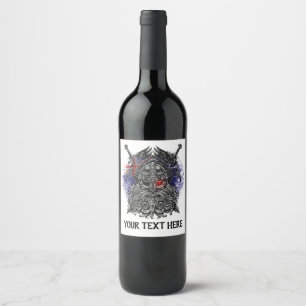 Etiqueta Para Botella De Vino espadas de cuervos de Odín Mitología vikinga bande