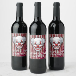 Etiqueta Para Botella De Vino Espeluznante Halloween del Carnaval de Payaso