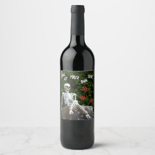 Etiqueta Para Botella De Vino Esqueleto