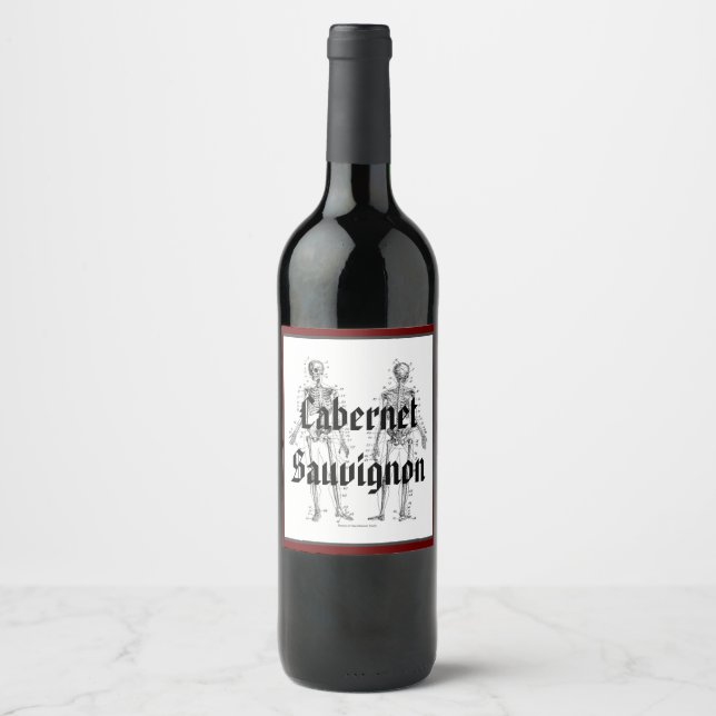 Etiqueta Para Botella De Vino Esqueletos (Anverso)