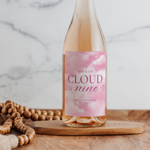 Etiqueta Para Botella De Vino Está en la novena nube Rosa Despedida de soltera