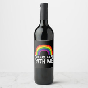 Etiqueta Para Botella De Vino Estás Seguro Conmigo Mes del Orgullo LGBTQ Arcoíri