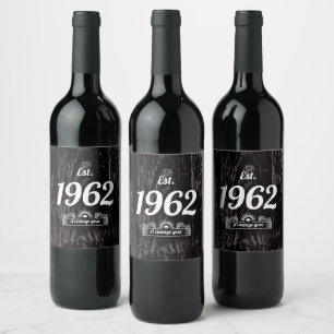 Etiqueta Para Botella De Vino Este. 1962 A Año Vintage