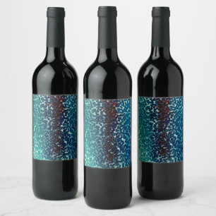 Etiqueta Para Botella De Vino Estilo de mosaico azul neón sobre el cristal de ma