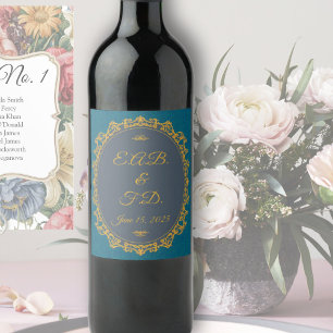 Etiqueta Para Botella De Vino Estilo de regencia monogramado Regencycore era