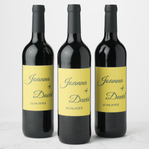 Etiqueta Para Botella De Vino Estilo minimalista   Boda de fuentes caligráficas