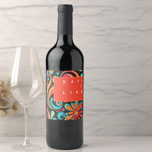 Etiqueta Para Botella De Vino Estilo vibrante del Groovy 70