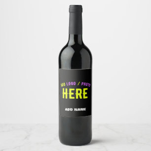 ETIQUETA PARA BOTELLA DE VINO ESTILOSO MODERNO PERSONALIZABLE NEGRO MARCA VERIFI