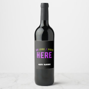 ETIQUETA PARA BOTELLA DE VINO ESTILOSO MODERNO PERSONALIZABLE NEGRO MARCA VERIFI