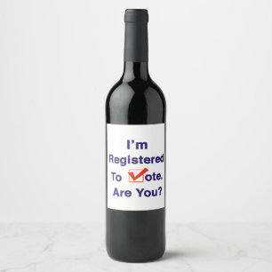 Etiqueta Para Botella De Vino Estoy inscrito para votar