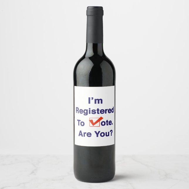 Etiqueta Para Botella De Vino Estoy inscrito para votar (Anverso)