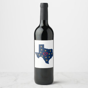 Etiqueta Para Botella De Vino Estrellas brillantes y de amor en Texas