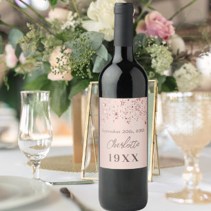 Etiqueta Para Botella De Vino Estrellas de oro de la fiesta de cumpleaños año de