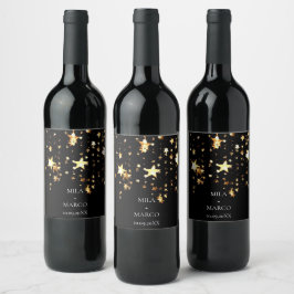 Etiqueta Para Botella De Vino Estrellas elegantesEtiqueta de vino de deco dorado