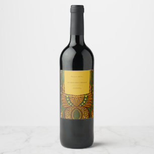 Etiqueta Para Botella De Vino Etiqueta africana de vino floral verde de Ankara