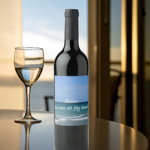 Etiqueta Para Botella De Vino Etiqueta clara de la botella de la playa de la