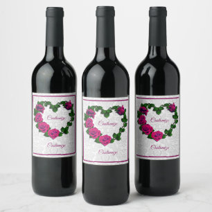 Etiqueta Para Botella De Vino Etiqueta color de rosa personalizada del vino del