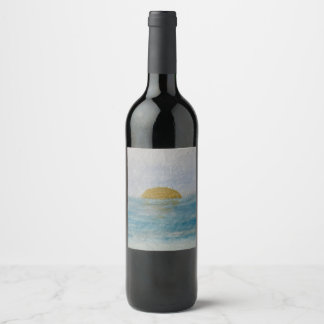Etiqueta Para Botella De Vino Etiqueta de bebida azul personalizada de puesta de