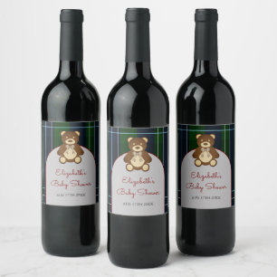 Etiqueta Para Botella De Vino Etiqueta de bebida para baby shower del osito de p