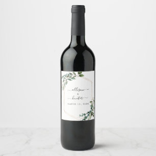 Etiqueta Para Botella De Vino Etiqueta de Boda con marco floral