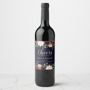 Etiqueta Para Botella De Vino Etiqueta de boda de Boho rústico floral de la Mari