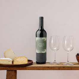 Etiqueta Para Botella De Vino Etiqueta de Boda de color verde oliva con floral d
