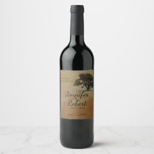 Etiqueta Para Botella De Vino Etiqueta de Boda de encino Oak Lantern