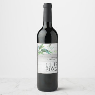 Etiqueta Para Botella De Vino Etiqueta de Boda de hoja verde rusa personalizada