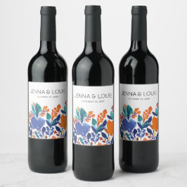 Etiqueta Para Botella De Vino Etiqueta de Boda de la floración vibrante