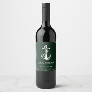 Etiqueta Para Botella De Vino Etiqueta de Boda de vinagre de ancla verde esmeral