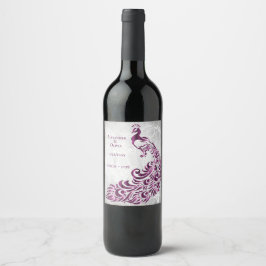 Etiqueta Para Botella De Vino Etiqueta de Boda de vino de hoja de pavo real mage