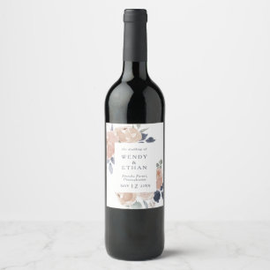 Etiqueta Para Botella De Vino Etiqueta de Boda floral rústica simple