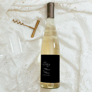 Etiqueta Para Botella De Vino Etiqueta de Boda negro clásica moderna