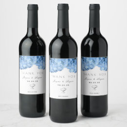 Etiqueta Para Botella De Vino Etiqueta de Boda personal de Floral Azul