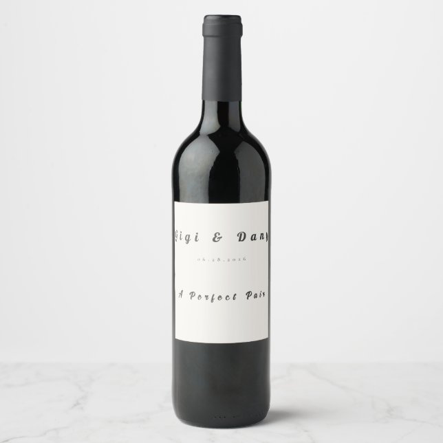 Etiqueta Para Botella De Vino Etiqueta de botella de boda personalizada  (Anverso)