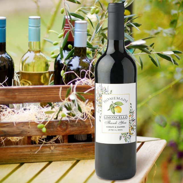 Etiqueta Para Botella De Vino Etiqueta de botella de flores silvestres de color  (Customize to change text size, color or text style.)