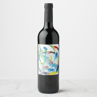 Etiqueta Para Botella De Vino Etiqueta de botella de vino abstracta colorida Wan