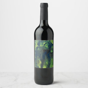 Etiqueta Para Botella De Vino Etiqueta de botella de vino abstracta verde del am