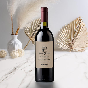 Etiqueta Para Botella De Vino Etiqueta de botella de vino Boda Cute Bride y Groo