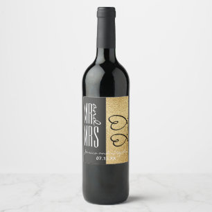 Etiqueta Para Botella De Vino Etiqueta de botella de vino boda Oro elegante y Co