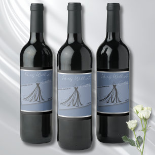 Etiqueta Para Botella De Vino Etiqueta de botella de vino Chic Cerulean Blue Fas