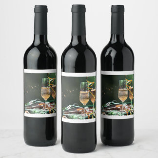 Etiqueta Para Botella De Vino Etiqueta de Botella de Vino con Copa de Vidrio