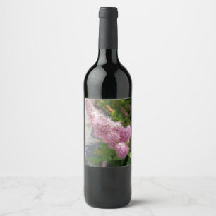 Etiqueta Para Botella De Vino Etiqueta de botella de vino con flor de lila púrpu