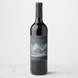 Etiqueta Para Botella De Vino etiqueta de botella de vino con paisaje de montaña