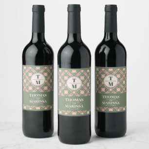 Etiqueta Para Botella De Vino Etiqueta de botella de vino de boda Art Déco en ve