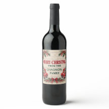 Etiqueta de botella de vino de Navidad personaliza