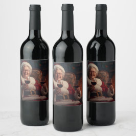 Etiqueta Para Botella De Vino Etiqueta de botella de vino de Sra. Claus