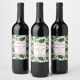 Etiqueta Para Botella De Vino Etiqueta de botella de vino festivo Jolly Holly Ve