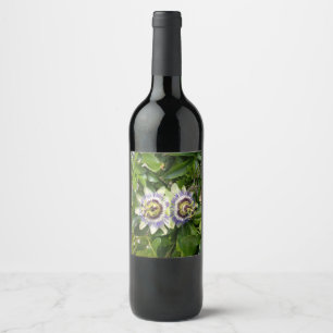 Etiqueta Para Botella De Vino Etiqueta de Botella de Vino Flor de la Pasión Púrp